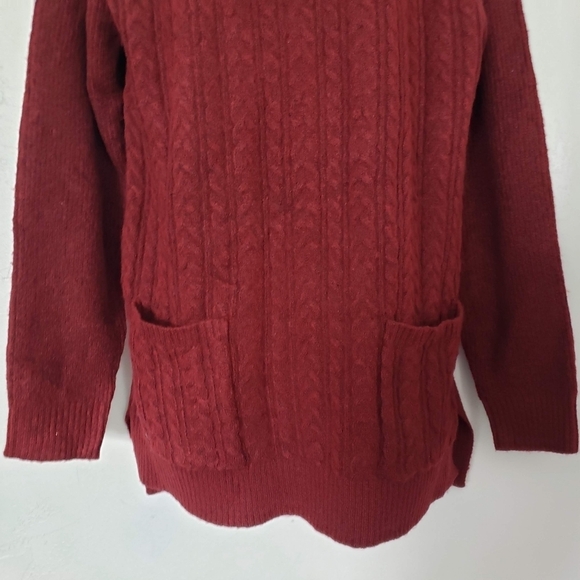 Olivia Sky NWT Women's Large Burgundy Red Long Sleeve Sweater Tunic Patch Pocket - Picture 4 of 7